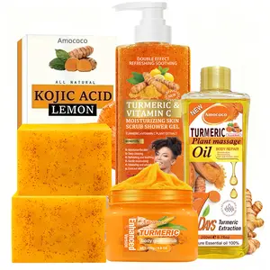 Turmeric Series Full Body Ultimate Care Set | Double Turmeric Soap + Body Wash + 200ml Turmeric Oil, Daily Cleansing Skincare & Full Body Routine Care